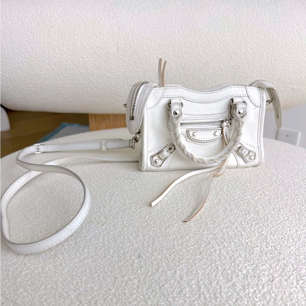 Balenciaga white nano le city bag